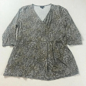 J. Jill Wearever Collection LARGE Faux Wrap Top Blouse 3/4 Sleeve